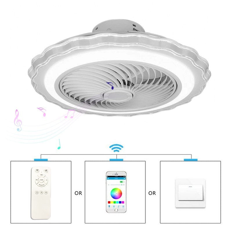 50 cm plafondventilator led met licht en afstandsbediening slimme ventilatorlamp bluetooth geluid kroonluchter voor slaapkamer