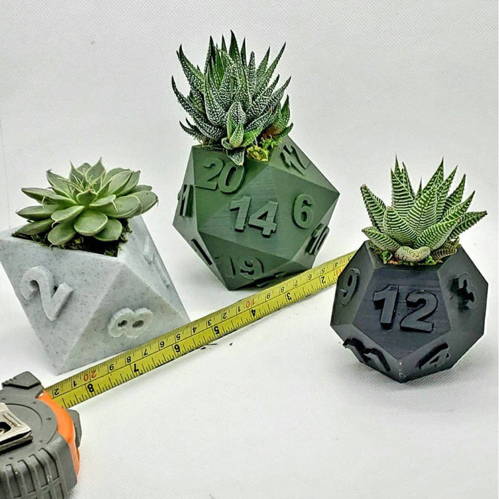 3D Printed Plant Pot Table Top RPG Dice Succulent Planter Set Home Decoration Multifunction Garden Flower Pot