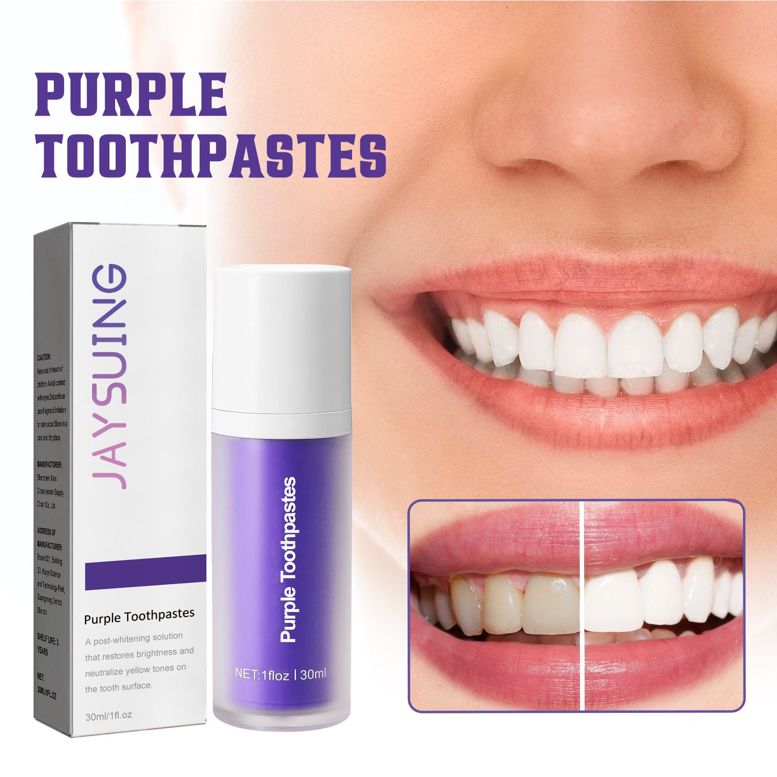 Purple Teeth Whitening Cleaning Remove Oral Odor