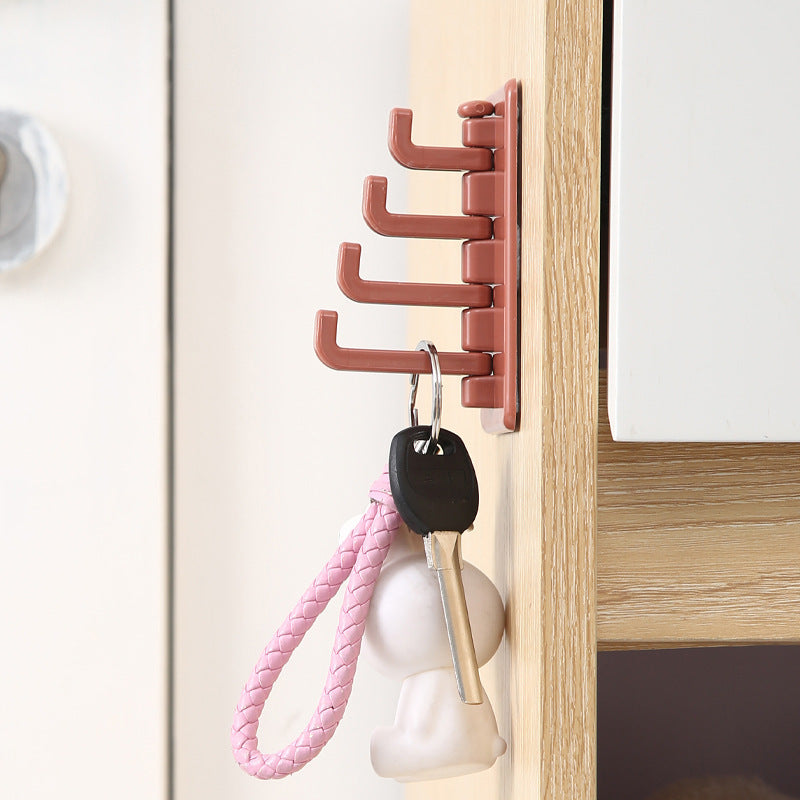 Four Consecutive Rotating Non-punching Wall-mounted Clothes Hooks