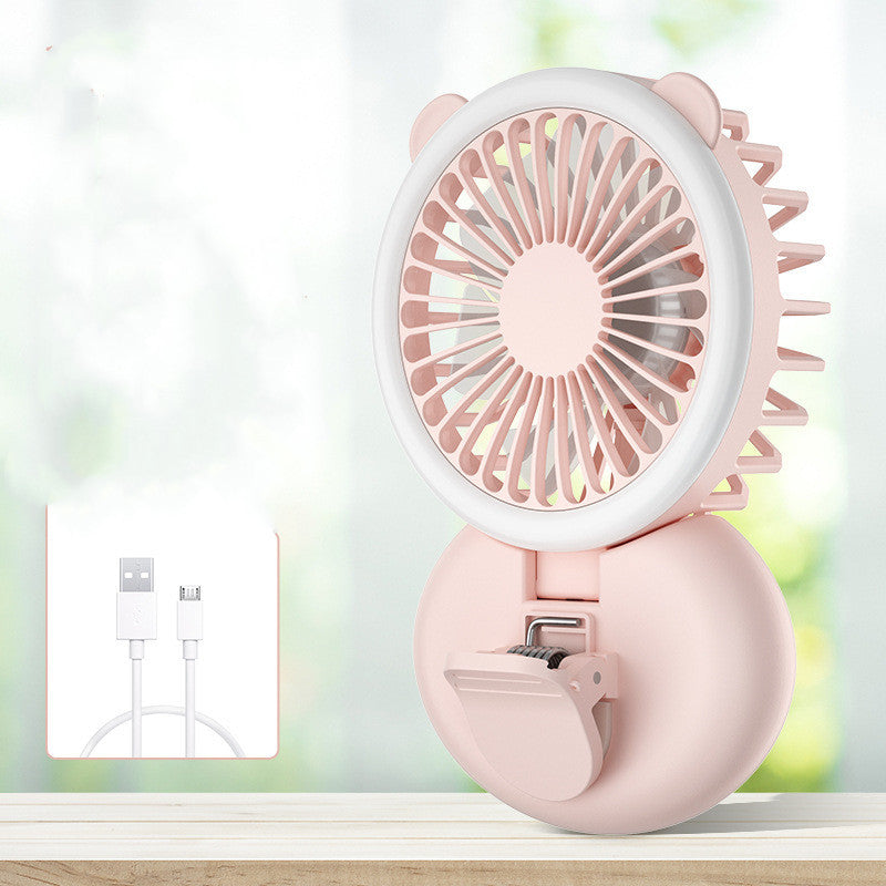 Fill Light Fan Portable Student Mini USB Charging Fan Mini fan with Light for Selfie Video Vlog USB Port Ideal Gift for Summer