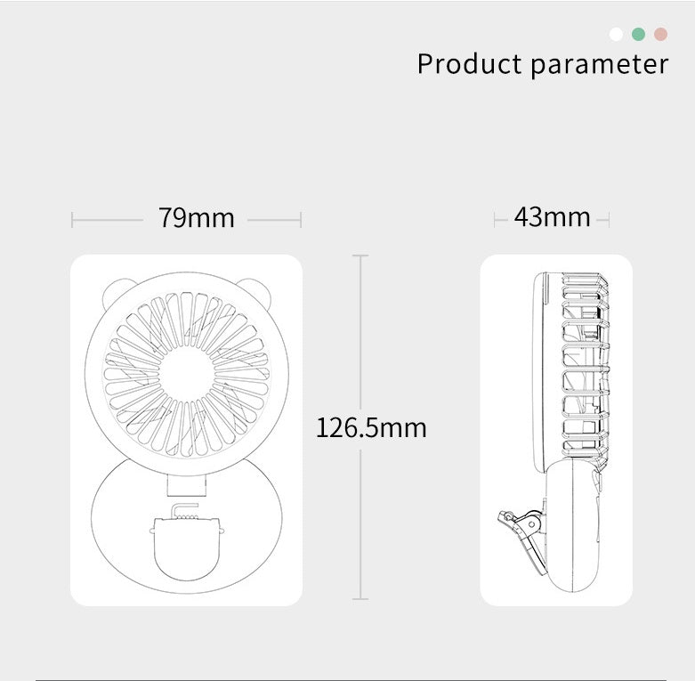 Invullichtventilator Draagbare student Mini USB-oplaadventilator Miniventilator met licht voor Selfie Video Vlog USB-poort Ideaal cadeau voor de zomer