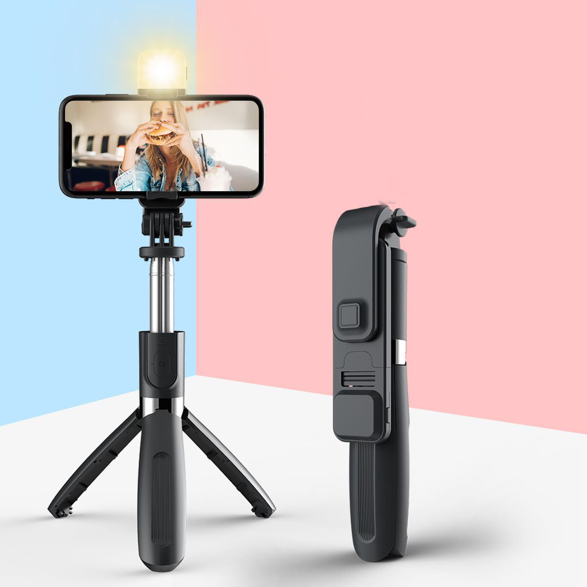 Compatibel met Apple, 3-in-1 Bluetooth Draadloos Selfie Stick-statief 102 cm Opvouwbaar en monopods Universeel telefoonstatief