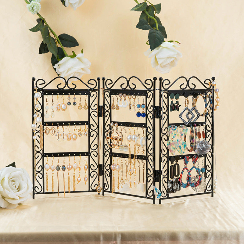 Necklace And Earring Jewelry Stand  Rack 3 Doors Style Metal Stand Holder Display Shelf Jewelry Organizer