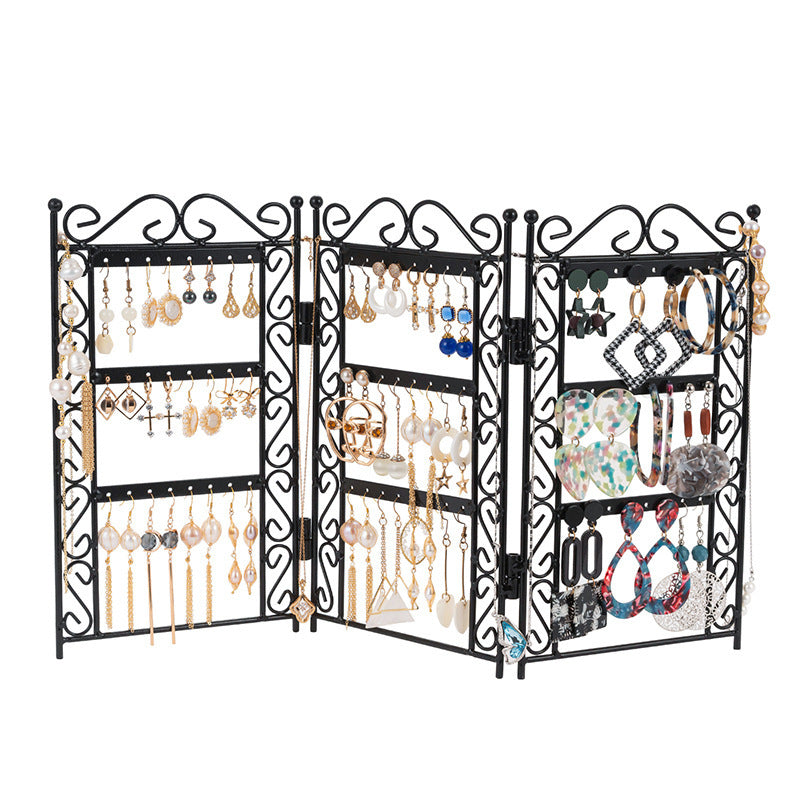 Necklace And Earring Jewelry Stand  Rack 3 Doors Style Metal Stand Holder Display Shelf Jewelry Organizer