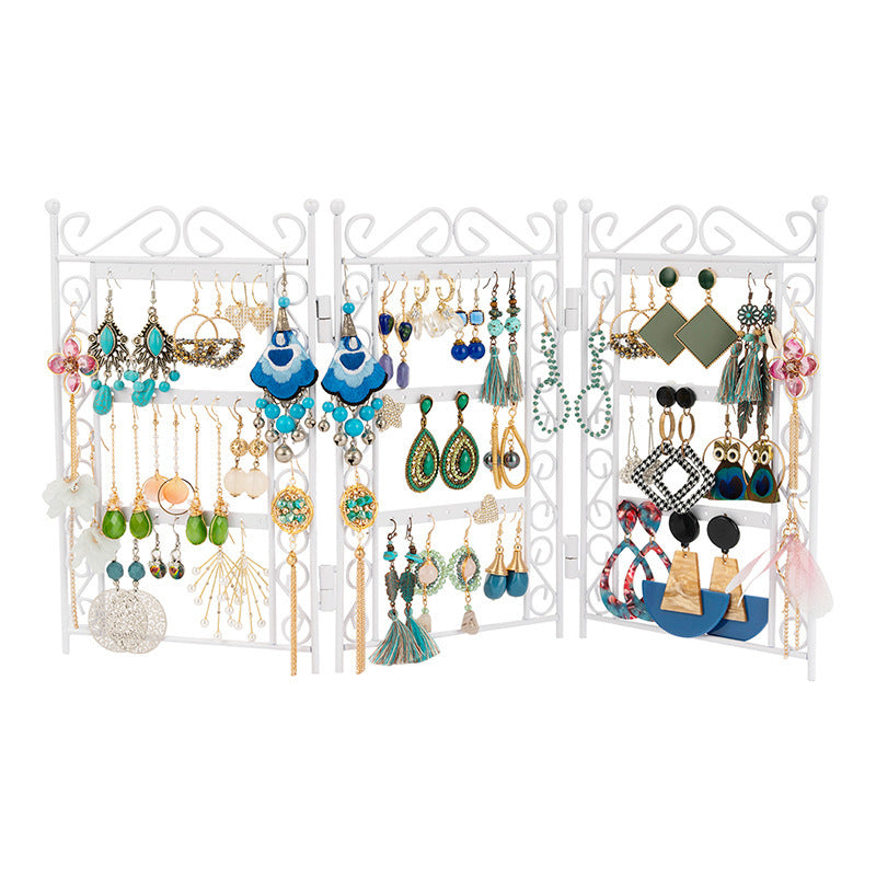 Necklace And Earring Jewelry Stand  Rack 3 Doors Style Metal Stand Holder Display Shelf Jewelry Organizer