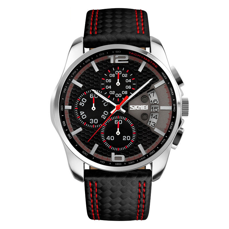 Leren quartz horloge sporthorloge horloge