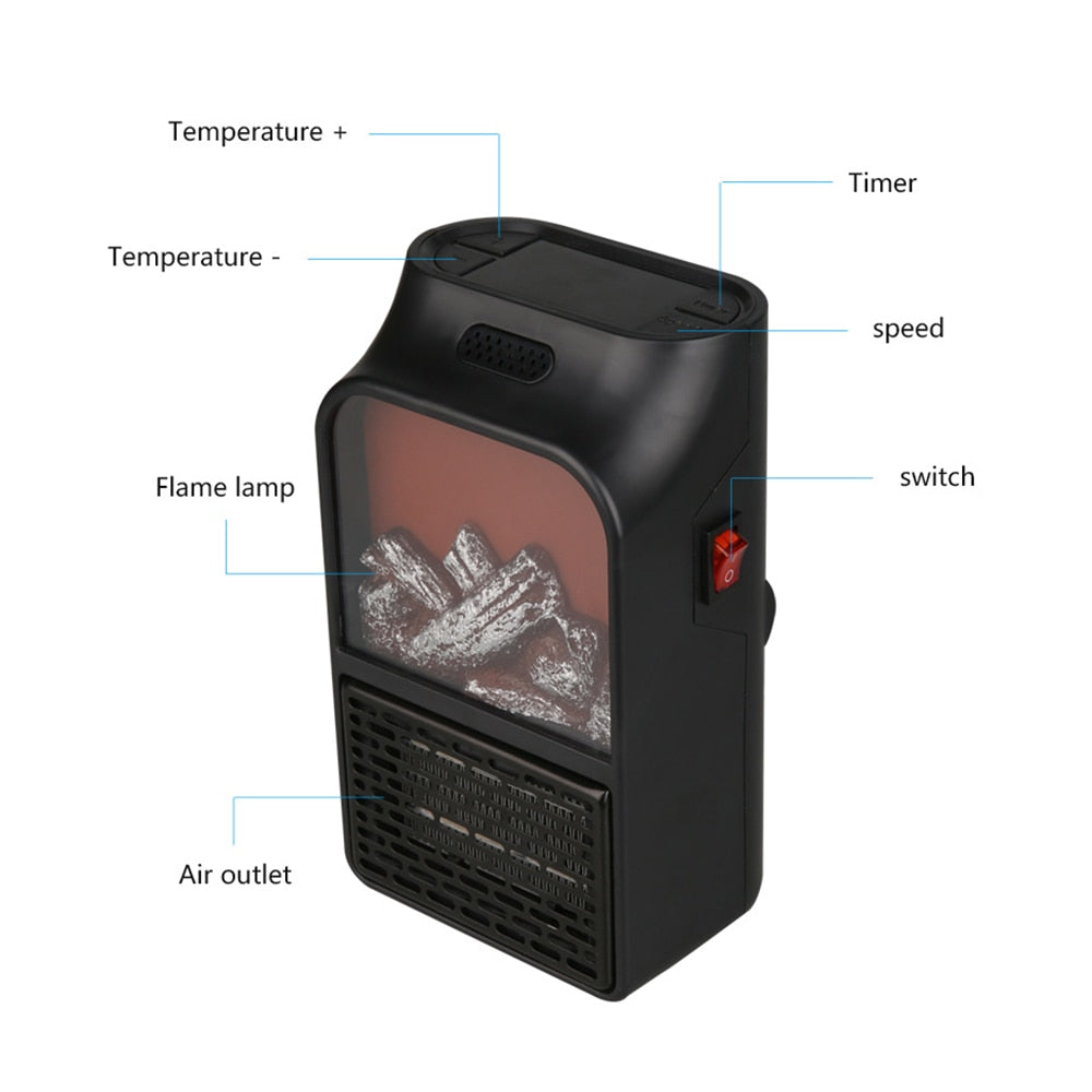 Mini Elektrische Haardkachel Elektrische Kachel Met Log Vlam Effect Warme Luchtverwarmer Fanr 220V 50Hz