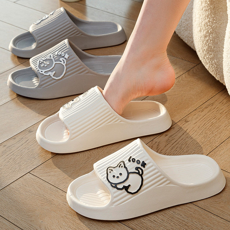 Leuke Kat Slippers Zomer Dames Thuis Schoenen Bad Dikke Platform Antislip Slides Indoor Outdoor