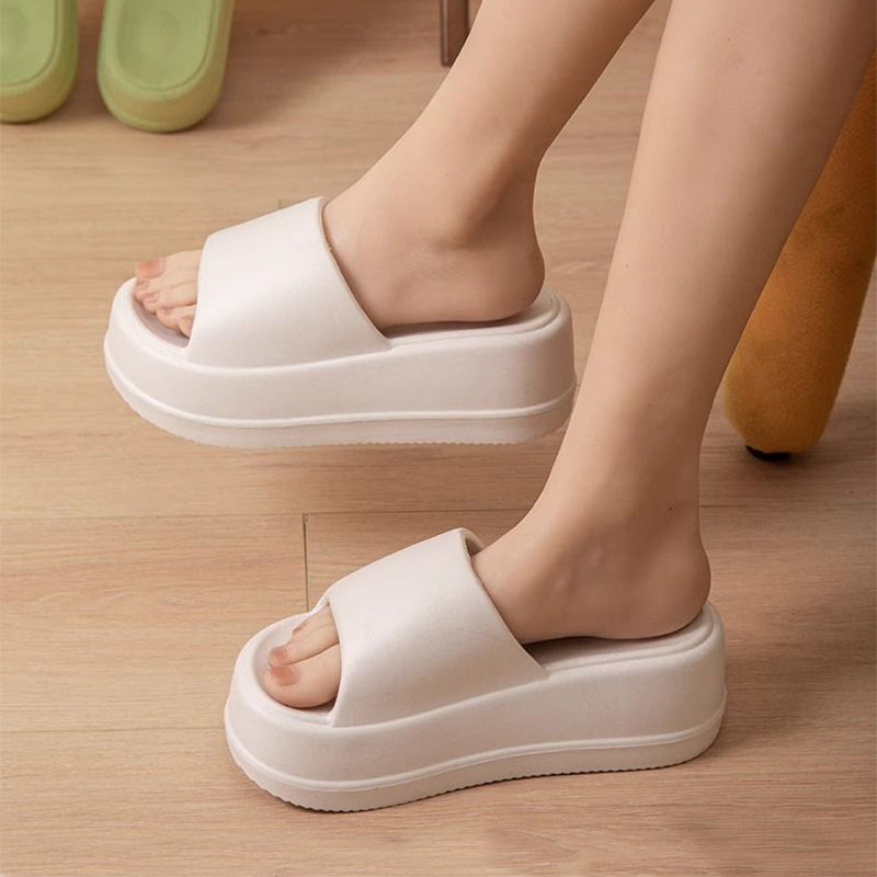 7 cm hoge hak platte slippers zomer effen kleur antislip vloer thuis schoenen buiten tuin slippers voor vrouwen