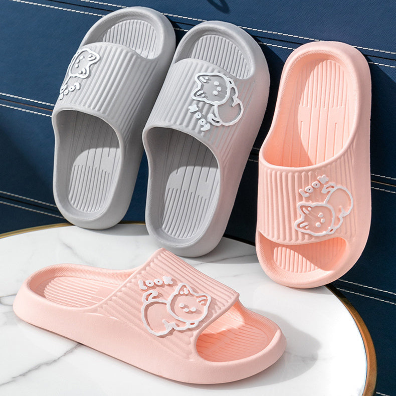 Leuke Kat Slippers Zomer Dames Thuis Schoenen Bad Dikke Platform Antislip Slides Indoor Outdoor