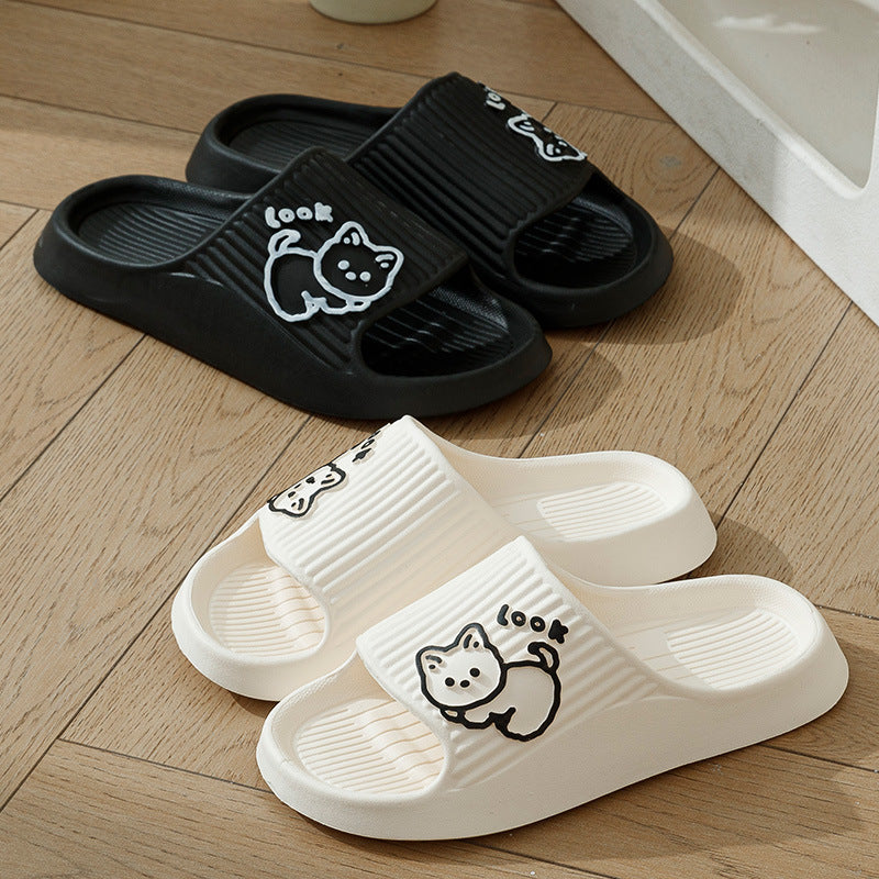 Leuke Kat Slippers Zomer Dames Thuis Schoenen Bad Dikke Platform Antislip Slides Indoor Outdoor