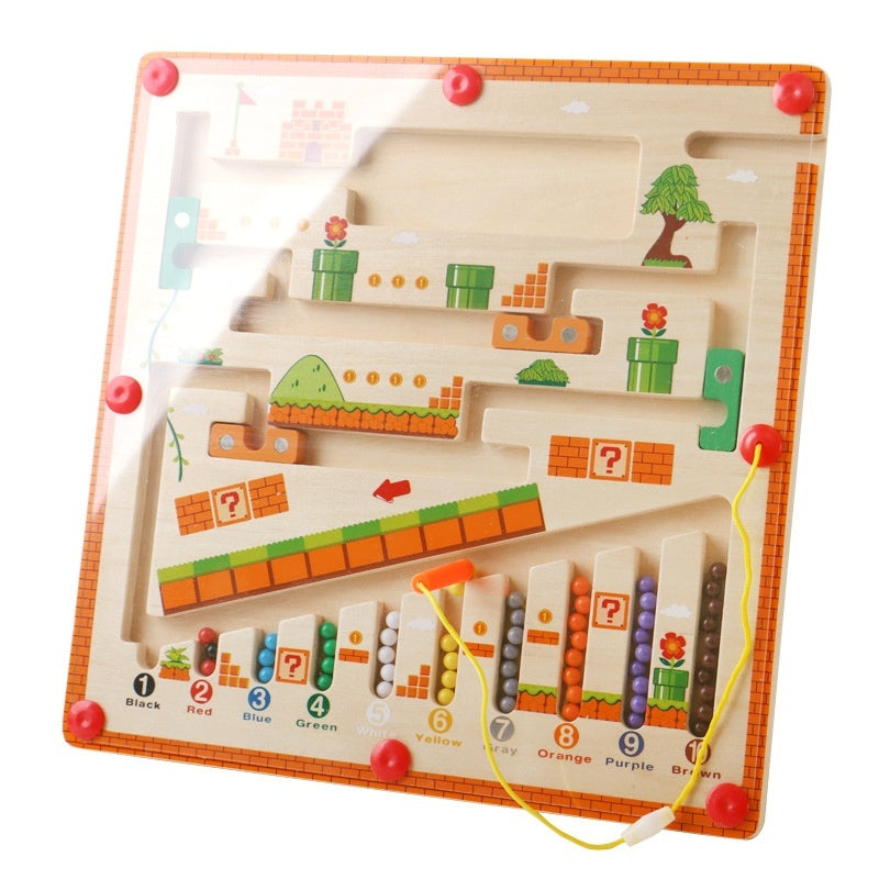 Children's Montessori Early Education Puzzle Mushroom House Digital Cognitive Classification Magnetic Pen Using Organ Walking Maze Counting Chamber