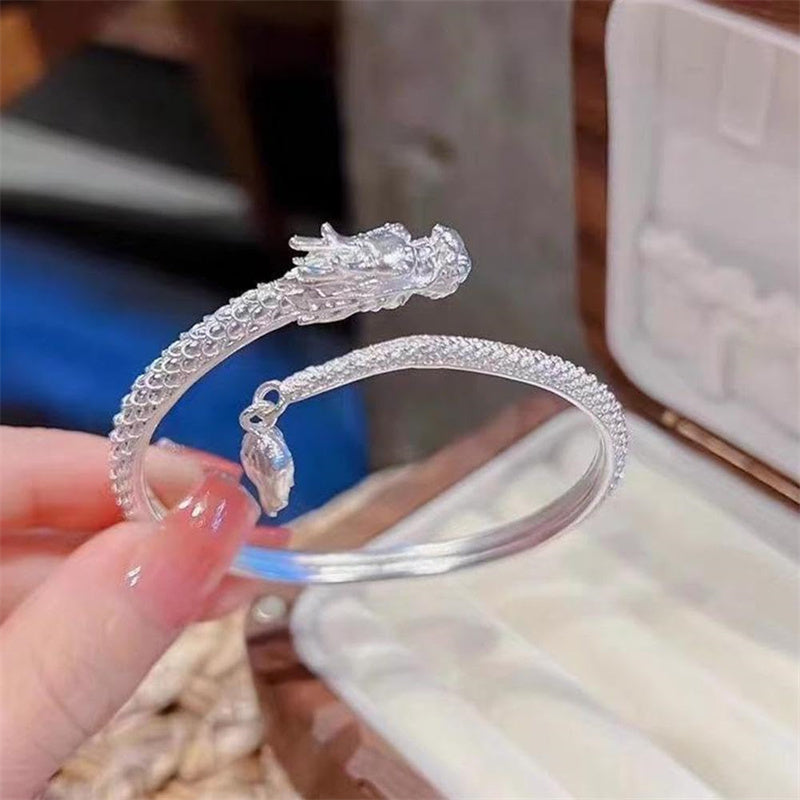 2024 Trendy Magische Draak Zwaait Met Zijn Staart Chinese Stijl Mannen En Vrouwen Paar Verstelbare Armband Nieuwe Populaire Relief Dragon staart Bangle Punk Sieraden