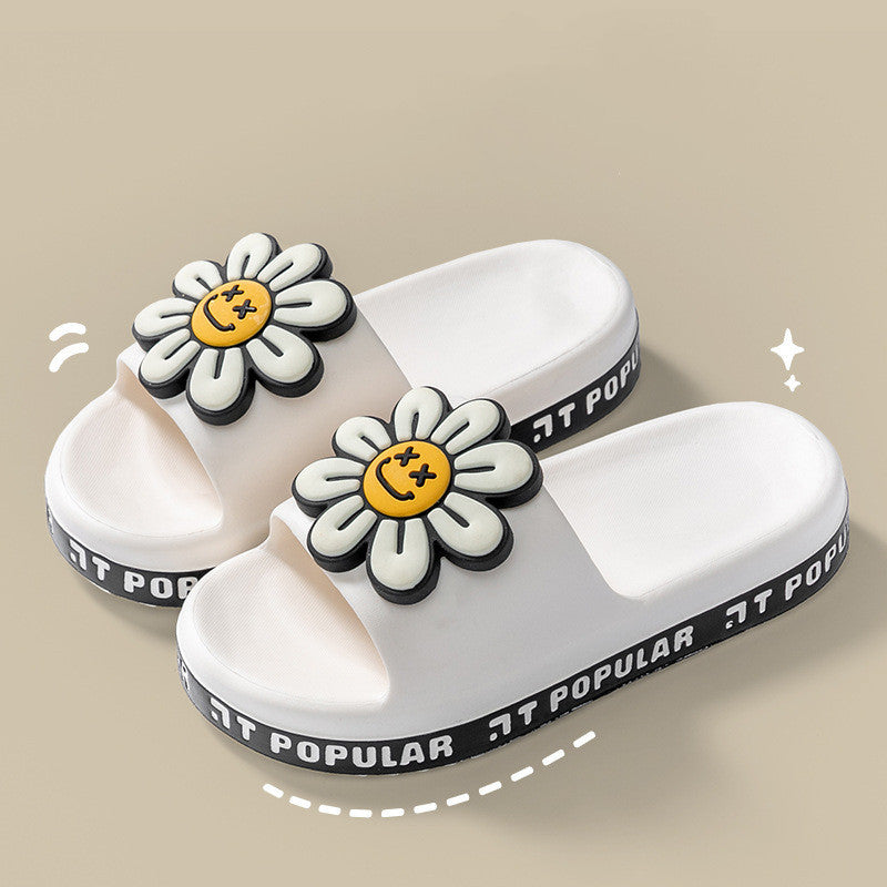 Summer Flower Slippers Women New Fashion Letter Garden Shoes Indoor Anti-Slip Floor Bathroom Bathing Home Slipper