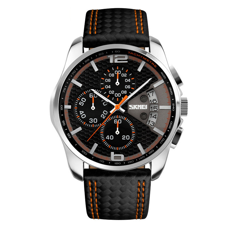 Leren quartz horloge sporthorloge horloge