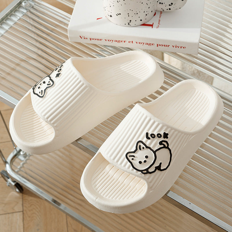 Leuke Kat Slippers Zomer Dames Thuis Schoenen Bad Dikke Platform Antislip Slides Indoor Outdoor