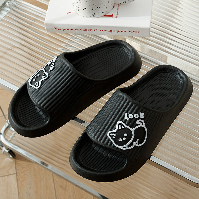 Leuke Kat Slippers Zomer Dames Thuis Schoenen Bad Dikke Platform Antislip Slides Indoor Outdoor