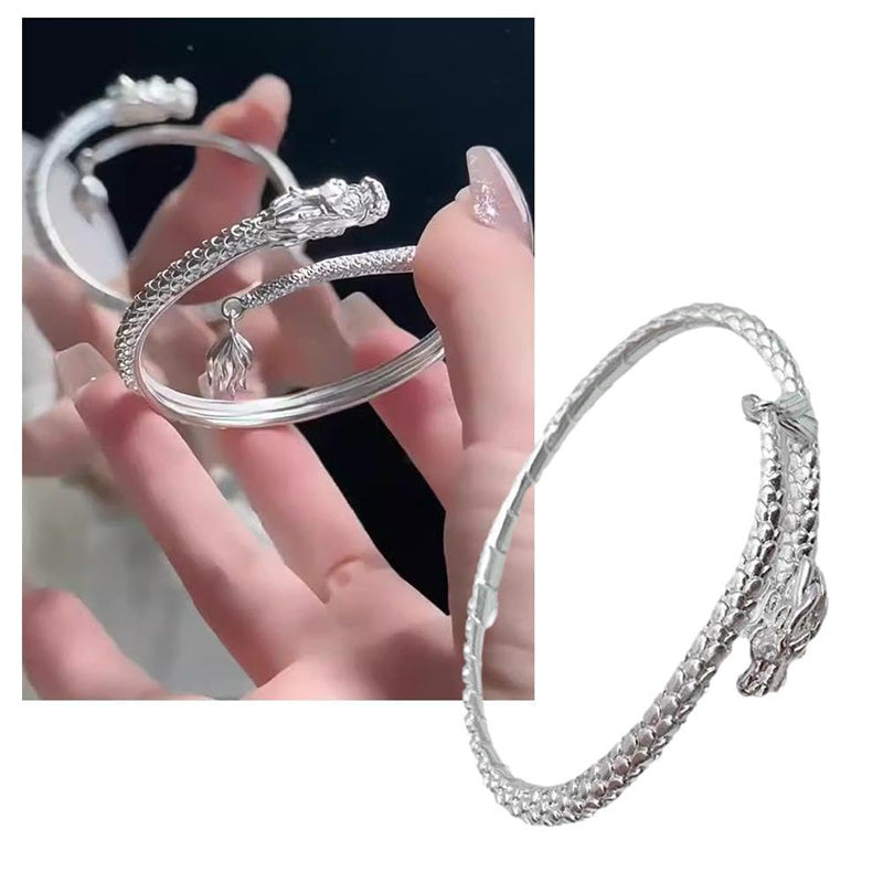 2024 Trendy Magische Draak Zwaait Met Zijn Staart Chinese Stijl Mannen En Vrouwen Paar Verstelbare Armband Nieuwe Populaire Relief Dragon staart Bangle Punk Sieraden