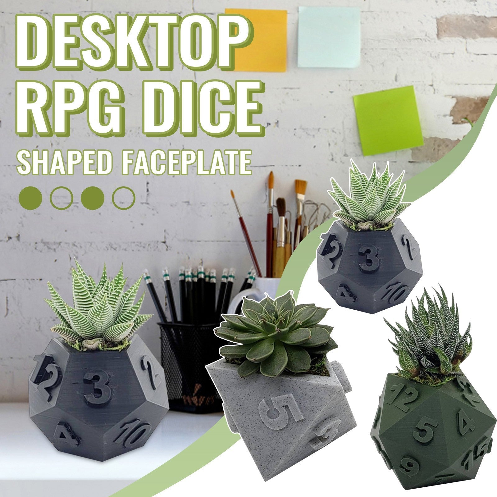 3D-geprinte plantenpot tafelblad RPG dobbelstenen succulente plantenbak set huisdecoratie multifunctionele tuin bloempot