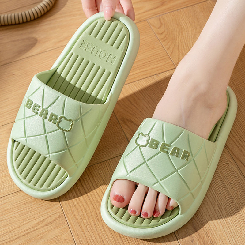 Bear House Schoenen Nieuwe Antislip Gestreepte Ruit Textuur Ontwerp Slippers Voor Vrouwen Zomer Indoor Vloer Badkamer Schoenen