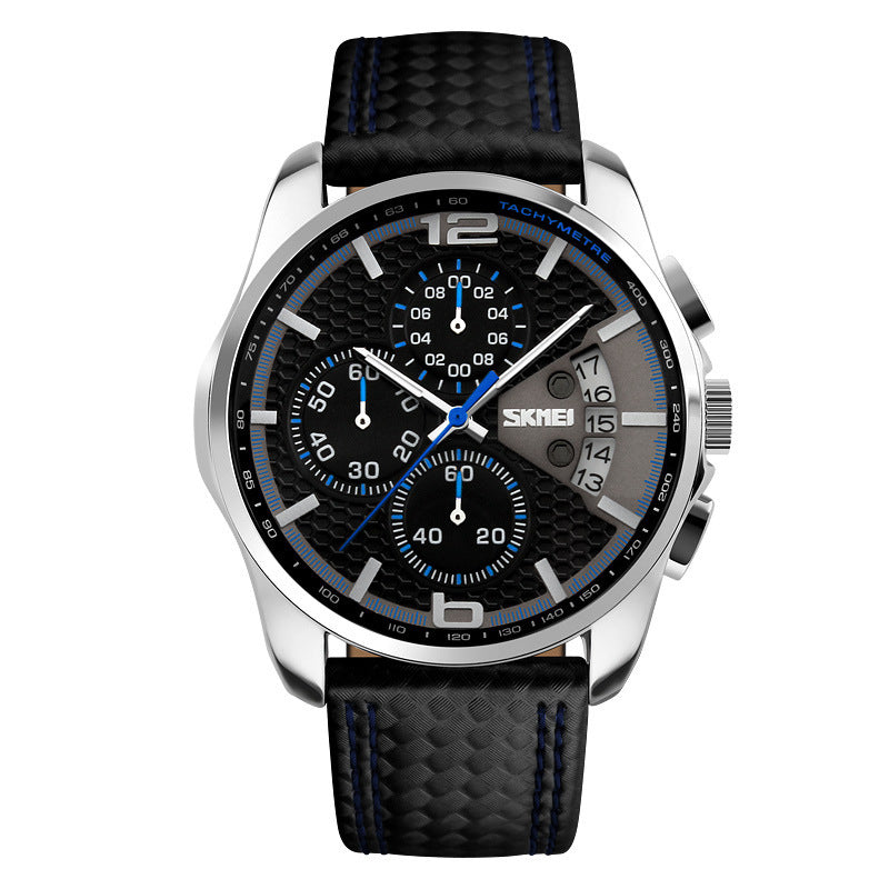 Leren quartz horloge sporthorloge horloge