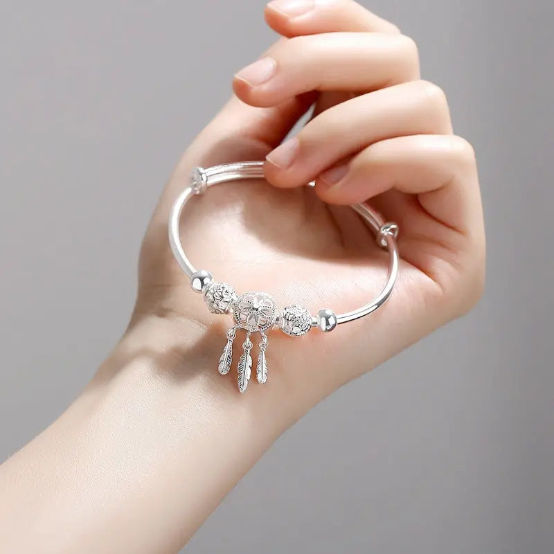 Dreamcatcher Silver Plated Bracelet Female Fashion Exquisite Adjustable Hollow jewellery Umar Ahmed 