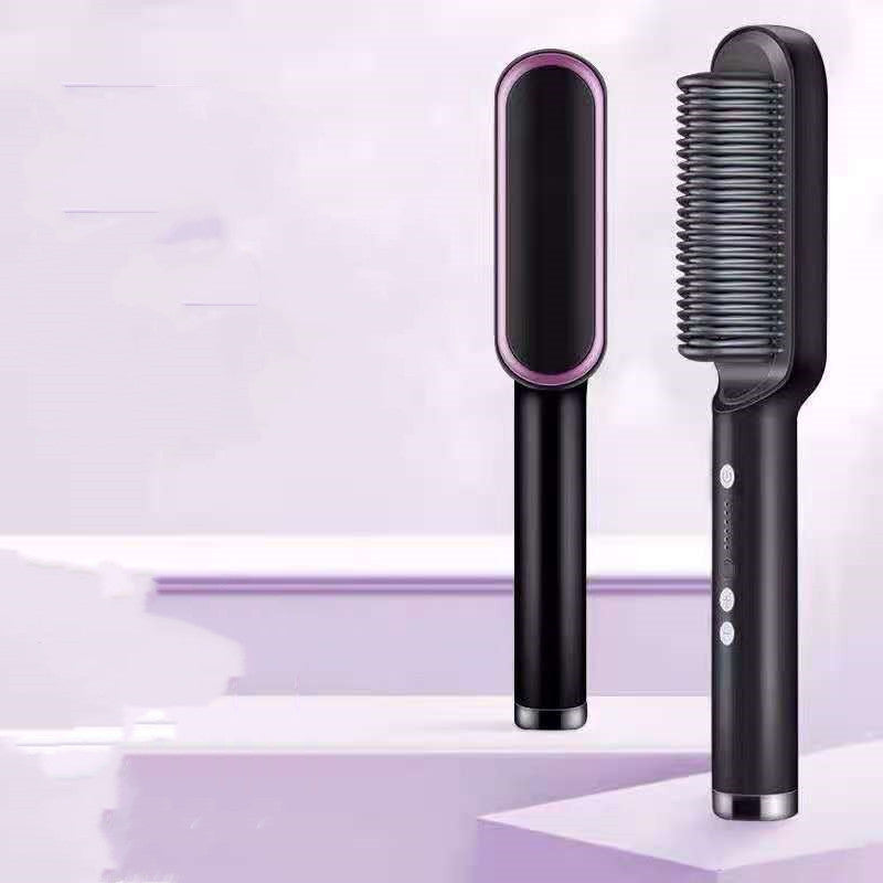 New 2 In 1 Hair Straightener Hot Comb Negative Ion Curling Tong Dual-purpose Electric Hair Brush