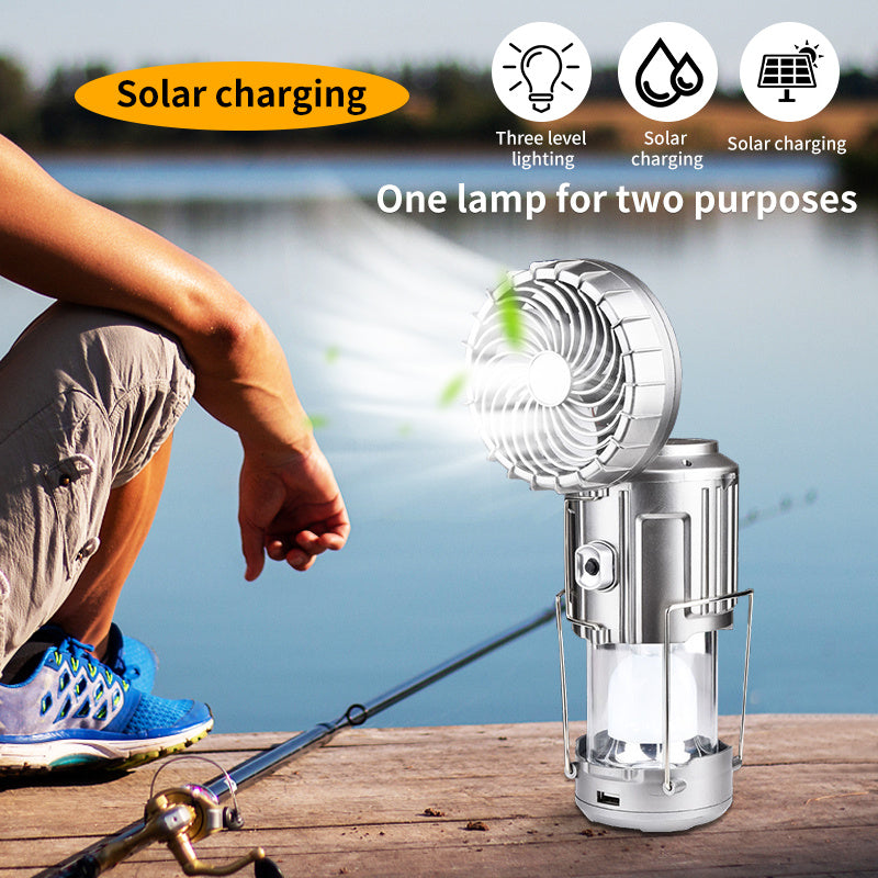 Solar Fan Light Rechargeable Emergency Tent Light Camping Light