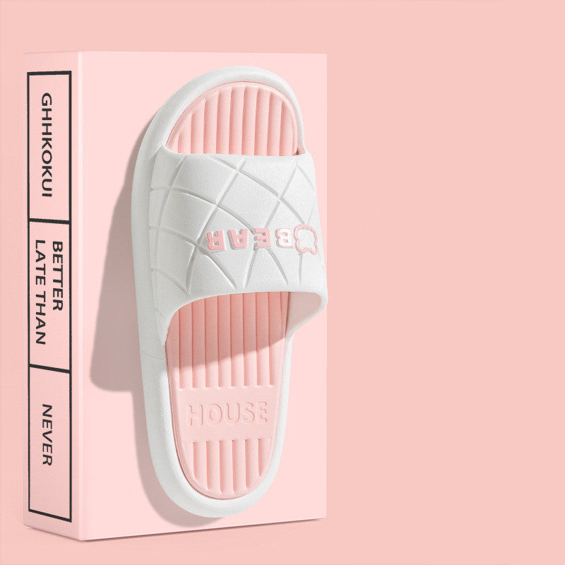 Bear House Schoenen Nieuwe Antislip Gestreepte Ruit Textuur Ontwerp Slippers Voor Vrouwen Zomer Indoor Vloer Badkamer Schoenen