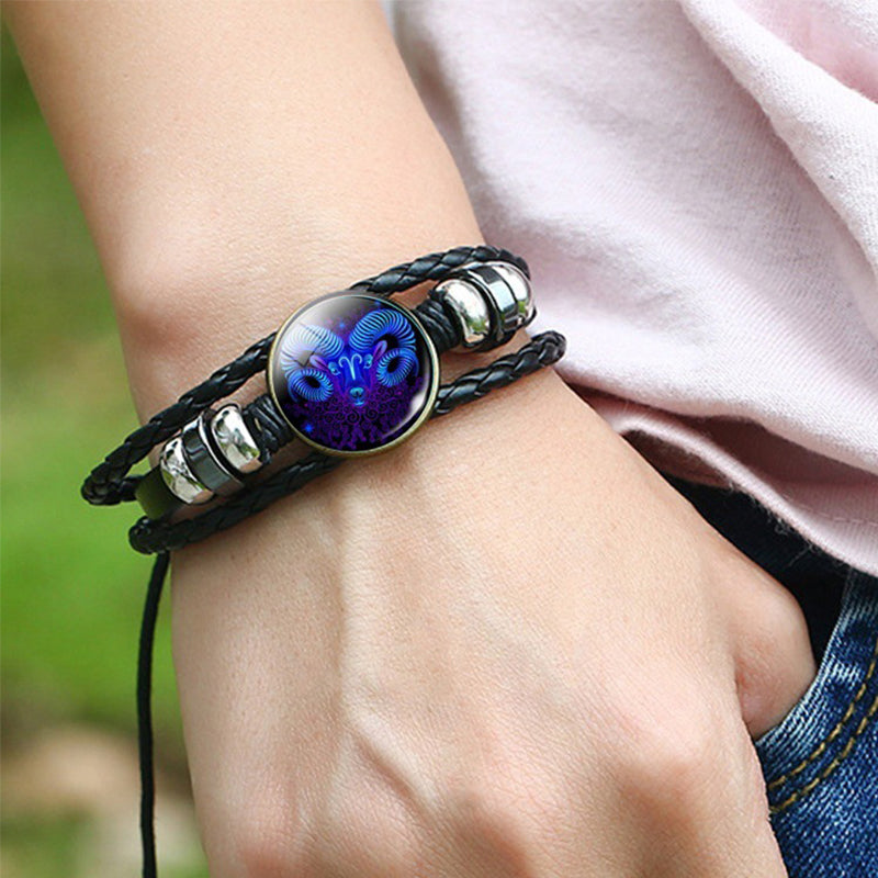 12 Sterrenbeelden Lichtgevende Armband Mode Nachtlampje Punk Stijl Sterrenhemel Armband Voor Mannen Vrouwen Kinderen