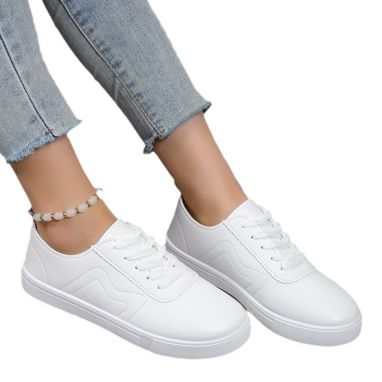 Ronde neus platte bodem veterschoenen casual comfortabele witte schoenen