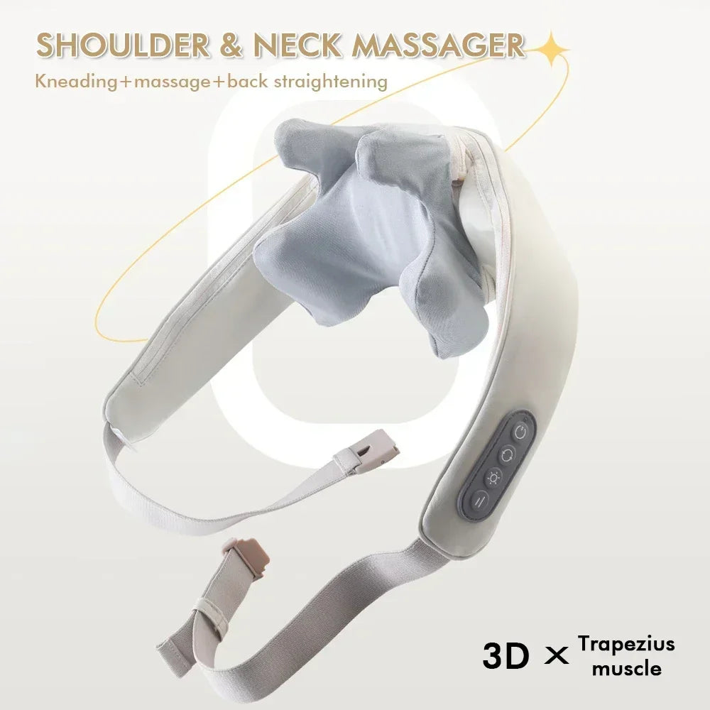 Elektrische nek- en rugmassageapparaat Draadloze nek- en schouderknedenmassagekussen Trapezius-nek Cervicale rugmassagesjaal 