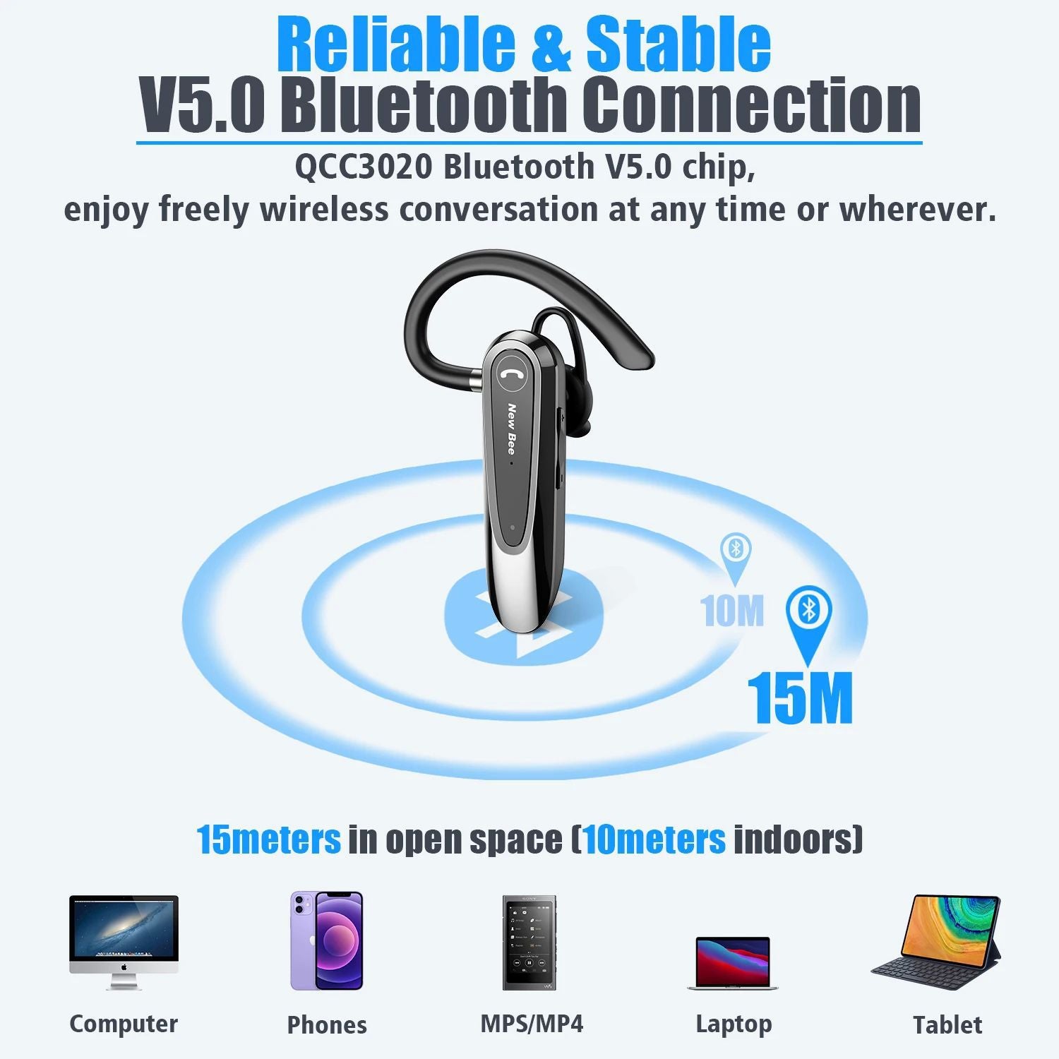 Nieuwe Bee B45 Bluetooth 50 Headset Draadloze oortelefoonhoofdtelefoon 