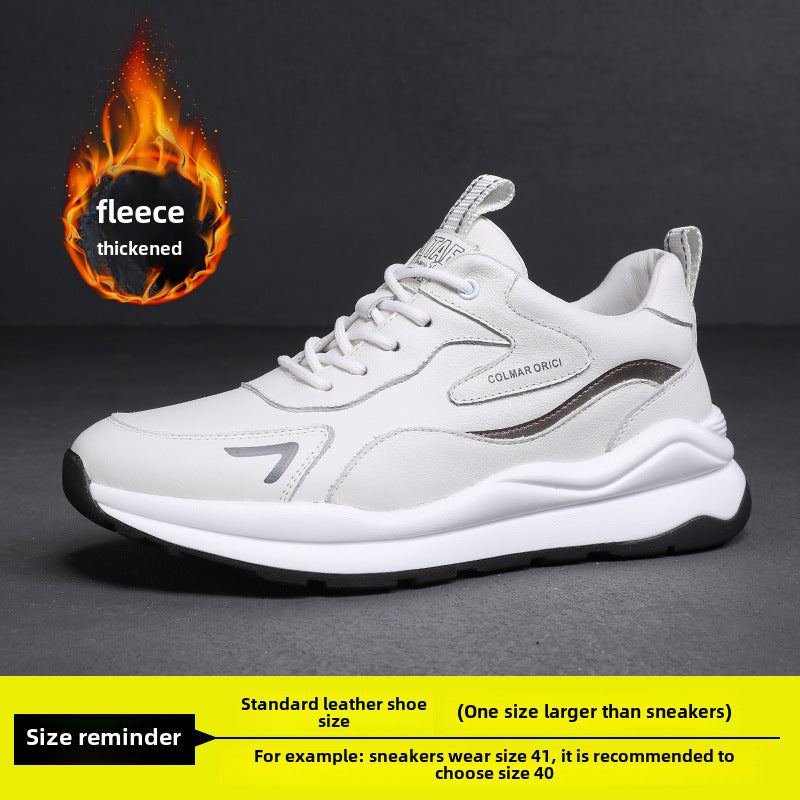 Genuine Leather Sneakers Men  White Shoes New First Layer Cowhide Casual Torre Shoes All-match Breathable Platform Shoes For Men And Students