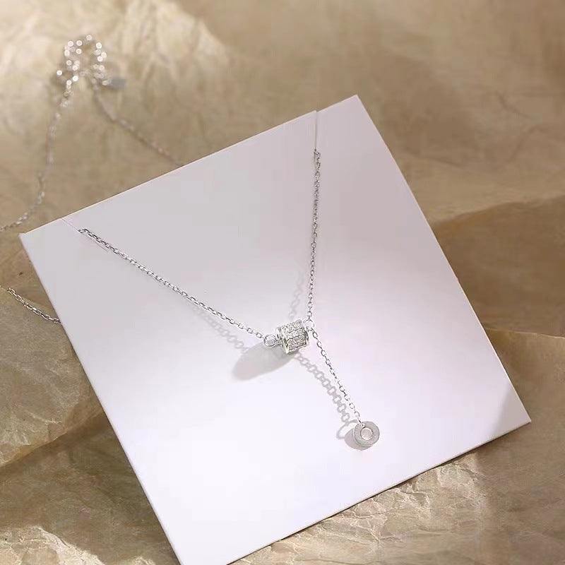 High-end ketting Dames Licht Luxe Nisontwerp Elegant 925 Sterling Zilver Zirkoon Kwastje Sleutelbeenketting