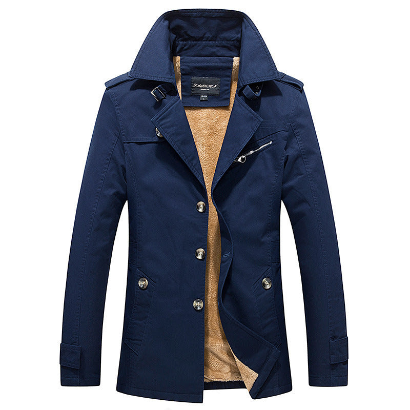 2022 Autumn And Winter Men's New Men's Jacket Casual Men's Jacket Work Coat Cotton Washed Trench Coat