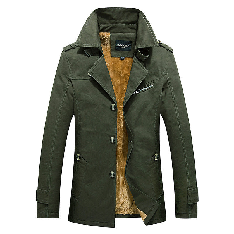 2022 Autumn And Winter Men's New Men's Jacket Casual Men's Jacket Work Coat Cotton Washed Trench Coat