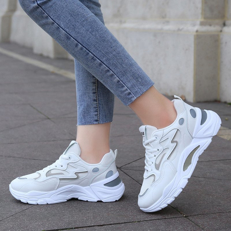 Torre Shoes Women  Spring New Korean-style Ins Trendy Thick-soled Breathable Mesh Sneaker Casual Shoes