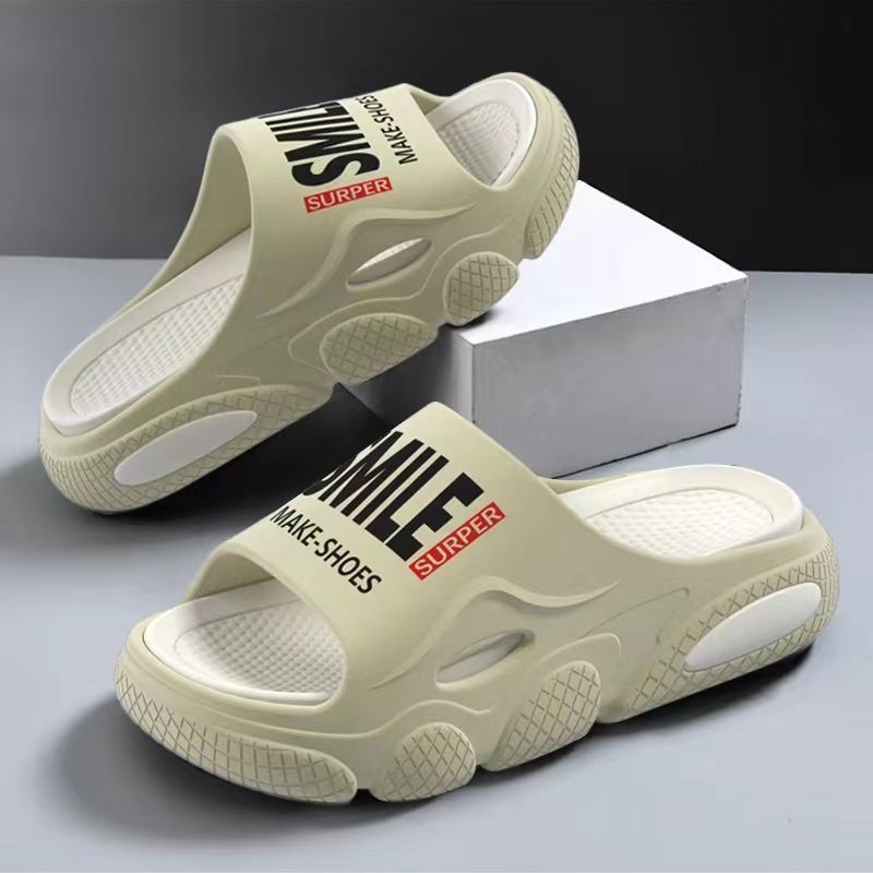 New Fashion Ins Slippers Men Summer Outer Wear Shit Feeling Household Thick Bottom EVA Super Soft Non-slip Casual