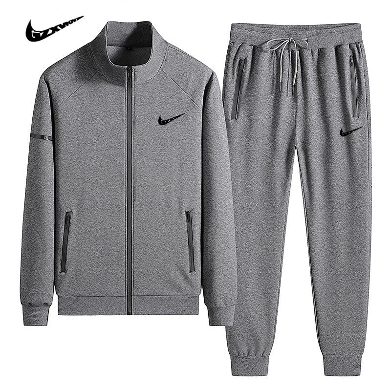 Men Spring And Autumn Stand Collar Sports Casual Suit Men Cardigan Sweater Ankle-tied Pants Running Workout Clothes Two-piece Suit