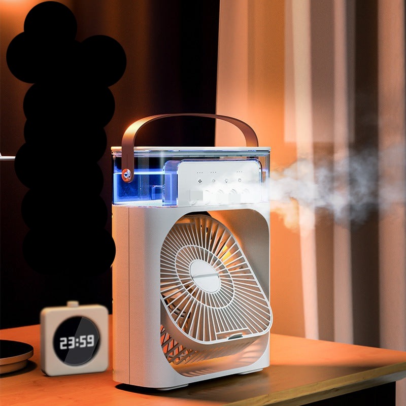 5-hole Spray Humidifier USB Small Fan With Light Desktop Mini Air Cooler Student Dormitory Artifact Mini Fan