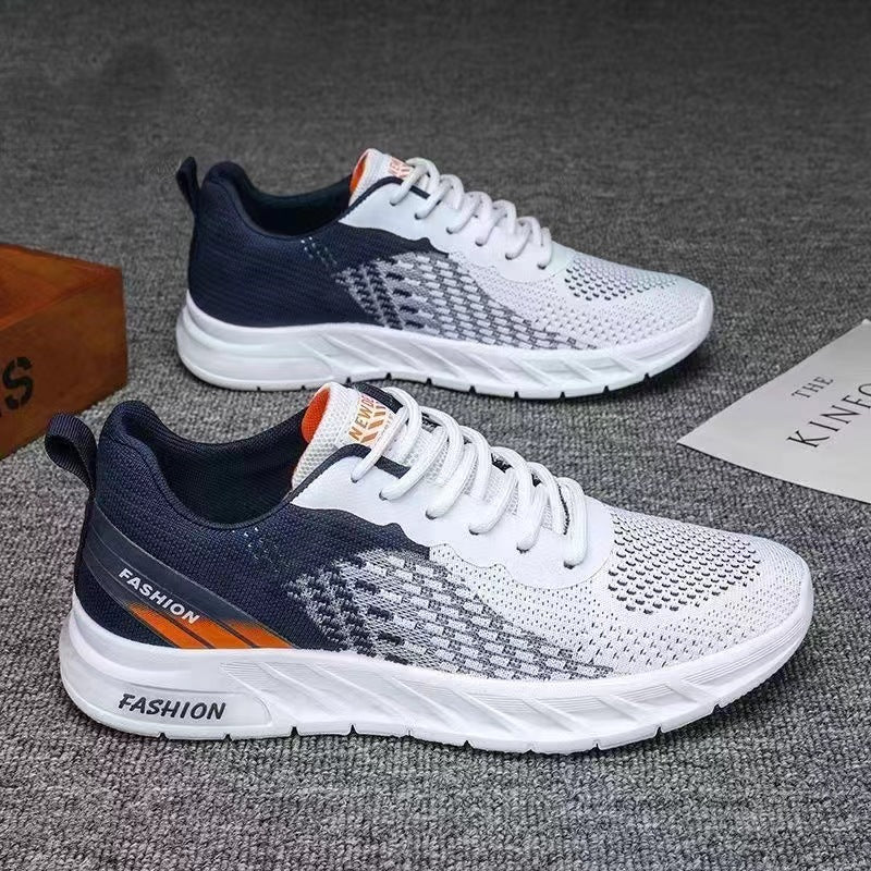 2024 New Spring And Autumn Flying Woven Sneaker Fashion Light Running Shoes Trendy Soft Bottom Student Shoes One-piece Delivery