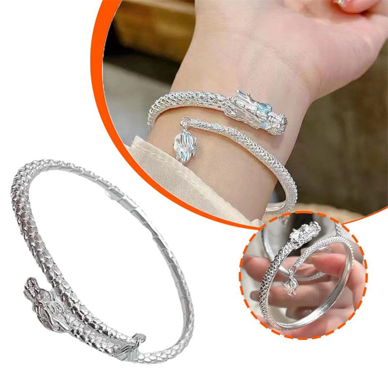 2024 Trendy Magische Draak Zwaait Met Zijn Staart Chinese Stijl Mannen En Vrouwen Paar Verstelbare Armband Nieuwe Populaire Relief Dragon staart Bangle Punk Sieraden