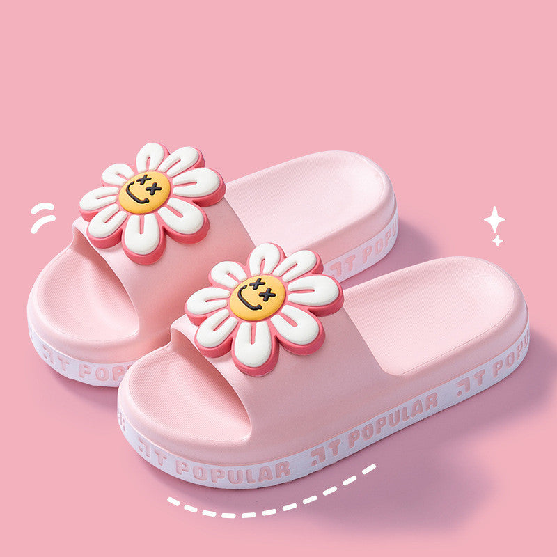 Summer Flower Slippers Women New Fashion Letter Garden Shoes Indoor Anti-Slip Floor Bathroom Bathing Home Slipper