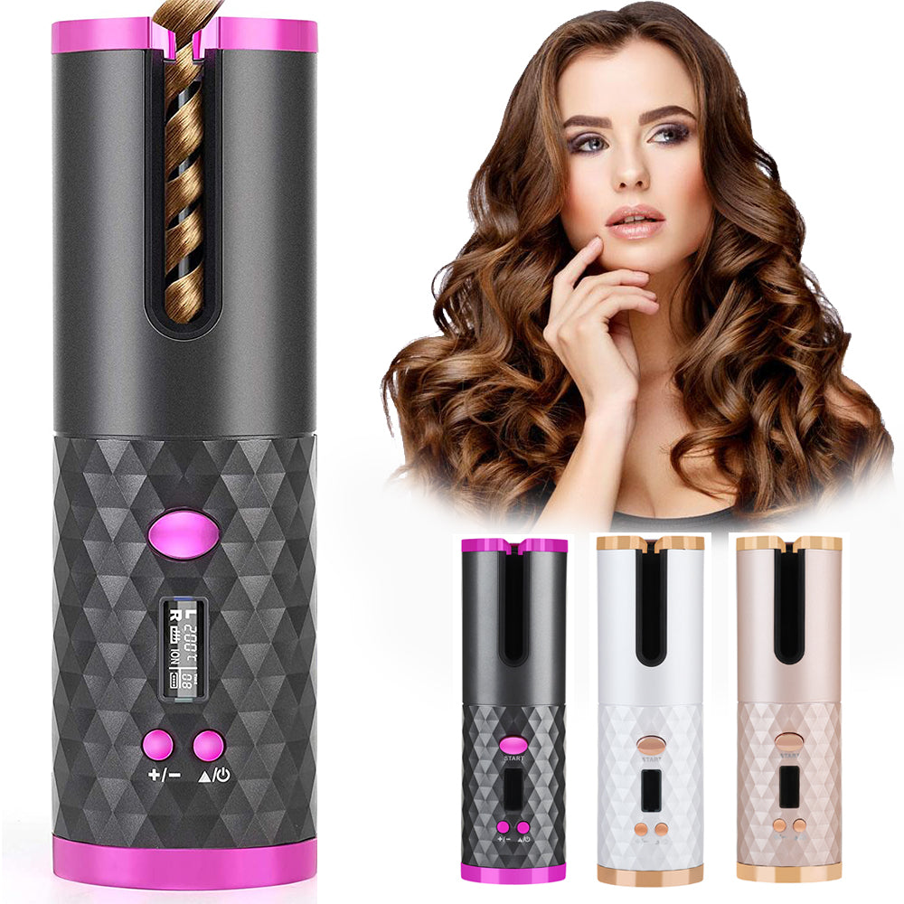 Oplaadbare automatische haarkruller Draagbare haarkrultang voor dames LCD-scherm Keramisch Krullend Roterend Curling Wave Styer