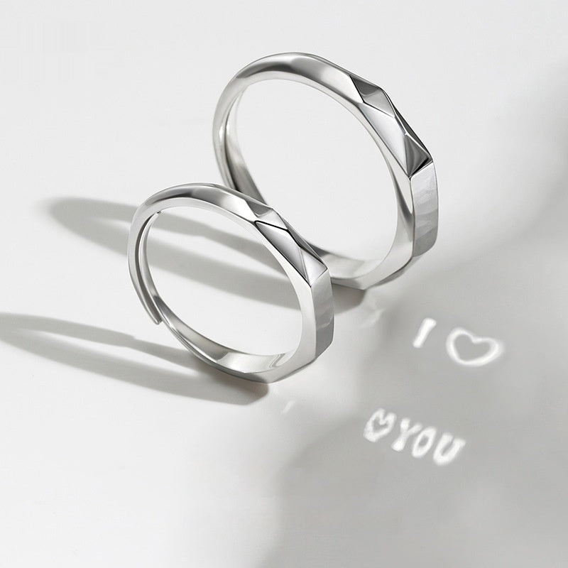 S925 Sterling Silver Projection Couple Ring