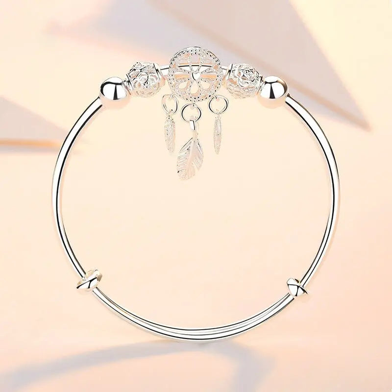 Dreamcatcher Silver Plated Bracelet Female Fashion Exquisite Adjustable Hollow jewellery Umar Ahmed 