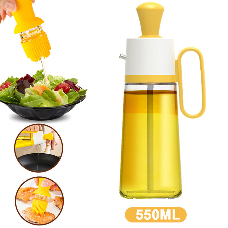 2 In 1 Oliedispenser Met Siliconenborstel Bbq Olie Spray Glazen Fles Siliconen Voor Barbecue Koken Kruiden Fles Keuken gadgets