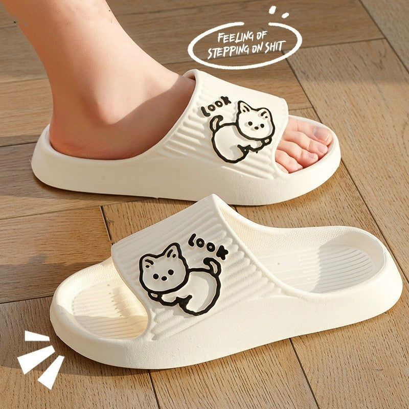 Leuke Kat Slippers Zomer Dames Thuis Schoenen Bad Dikke Platform Antislip Slides Indoor Outdoor